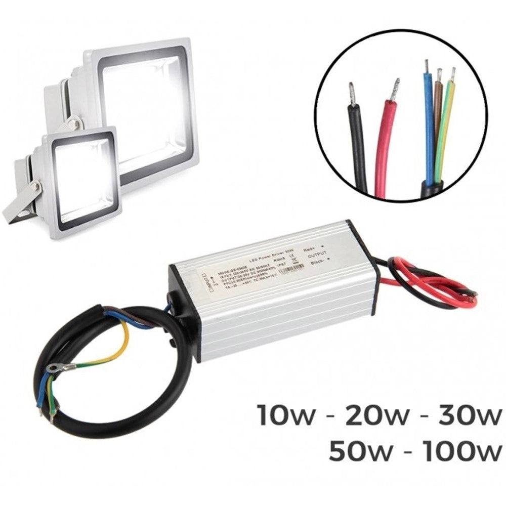 Trade Shop - Ricambio Led Driver 10w 20w 30w 50w Per Faro A Led Corrente Continua Alluminio -  20 Watt