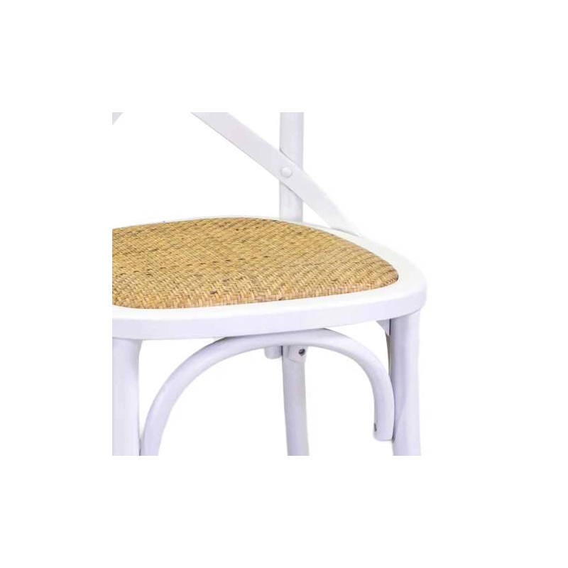Sedia legno cross bianco antico seduta intreccio cm 51x55h46,5/89