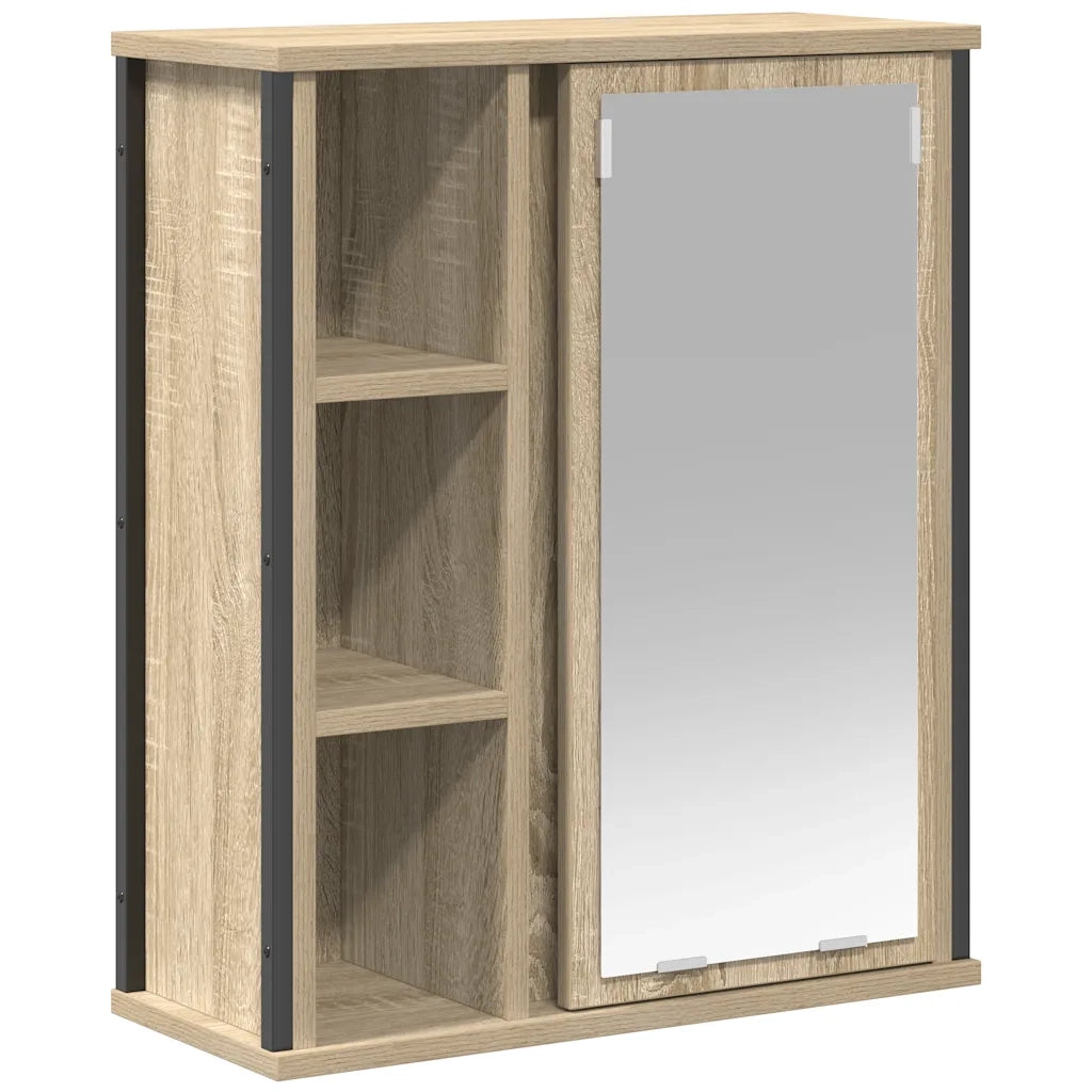 vidaXL Pensile da Bagno con Specchio Rovere Sonoma 50x21x60 cm