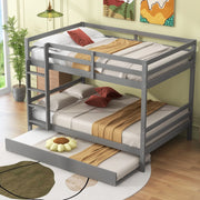 Letto a castello con letto estraibile in pino grigio 140x200 cm