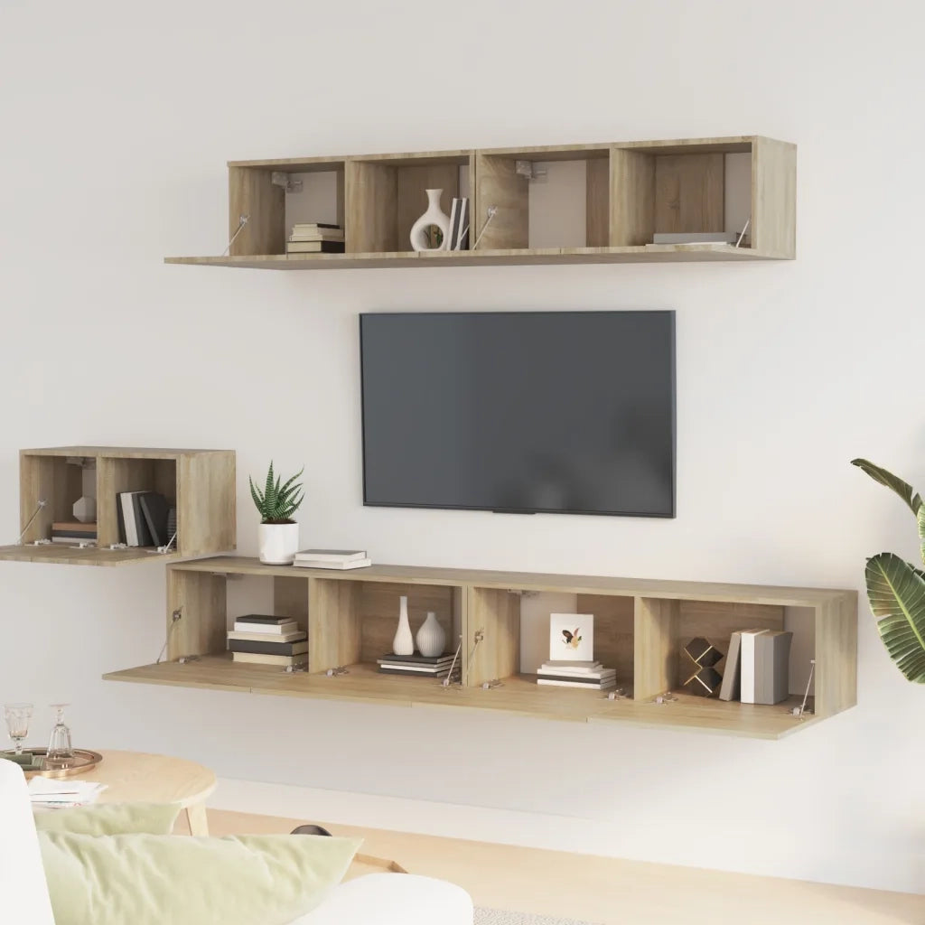 Set di Mobili Porta TV 5 pz-Credenza per TV Rovere Sonoma in Legno Multistrato