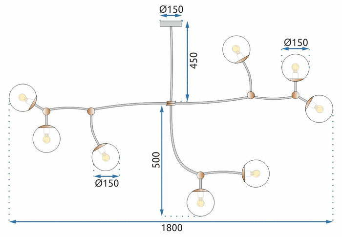 Lampada Da Soffitto Black Mat APP1673-8CP