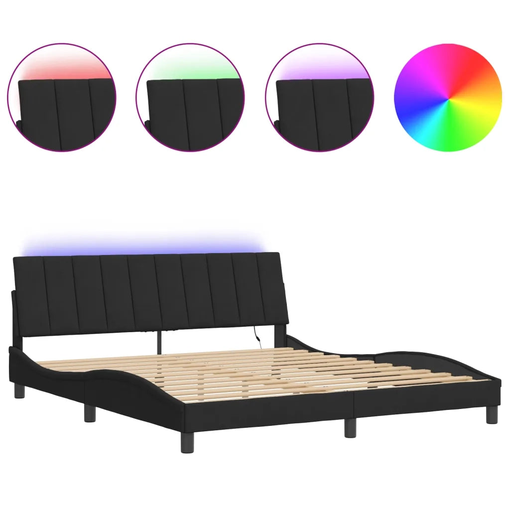 Giroletto con LED senza Materasso Hanko Nero 180x200 cm in Velluto