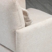 Poltrona Moderna d'Arredo con Cuscino Extra, in Tessuto Effetto Lino e Acciaio, 73x81x82 cm, Bianco Crema