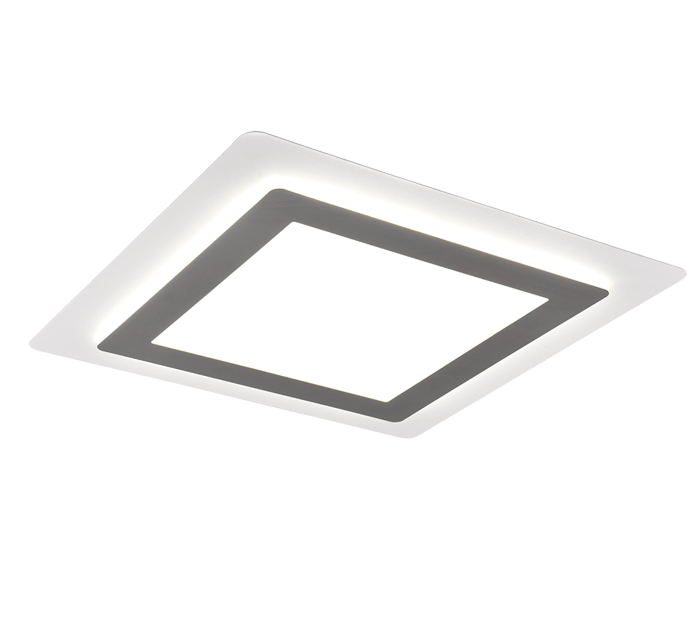 Plafoniera LED, metallo, nichel opaco, 45x4,2x45 cm, Morgan