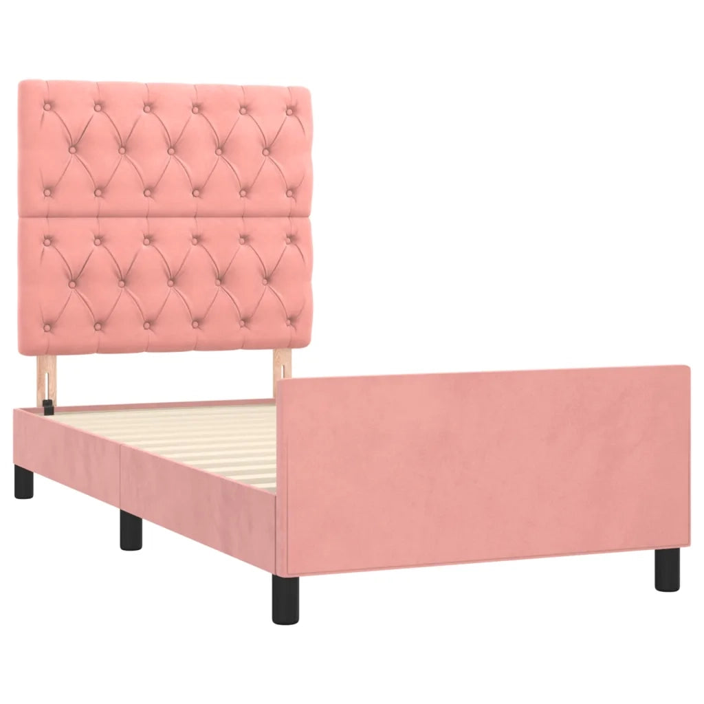 Giroletto con Testiera Rosa 80x200 cm in Velluto 3125909