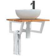 Ripiano a Parete per Lavabo in Acciaio e Massello di Acacia