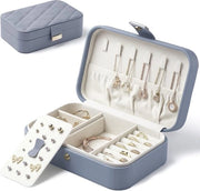 Cassa di conservazione per gioielli viaggiante con imbottitura in diamante, con spazio per anelli, orecchini e collane - Organizzatore di accessori da moda portatile per donne e ragazze (grigio chiaro)