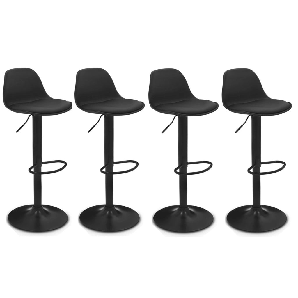 IDMarket - Lote de 4 taburetes de bar negros de diseño KARL con patas negras