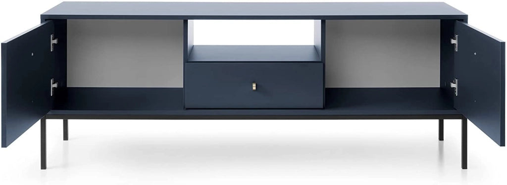 MOBILE TV PORTA TV CASSETTIERA BLU SCURO PIEDI NERI 153.5x56.2x39cm MONO