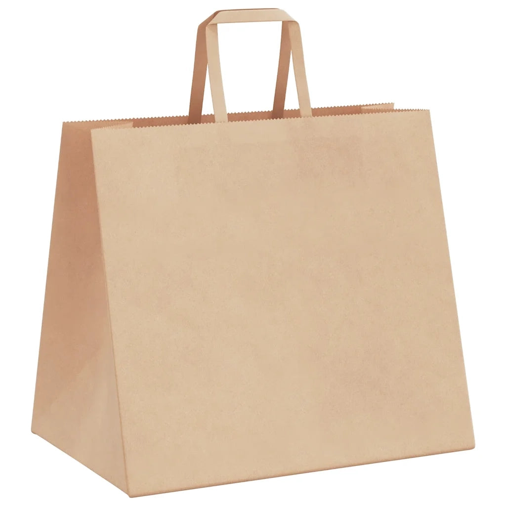 Sacchetti di Carta 250 pz con Manici Marrone 32x22x28 cm