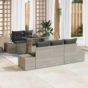 Set Divano da Giardino da 6 Pezzi con Cuscini Grigio Chiaro in Polyrattan