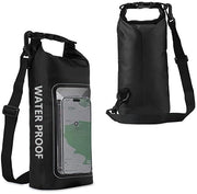 Borsa acquatica 2 litri - Tasca trasparente in PVC - Adatta per piscina/ spiaggia/ sci - Tasca per cellulare - Ideale per pescatori - Zaino portafusto