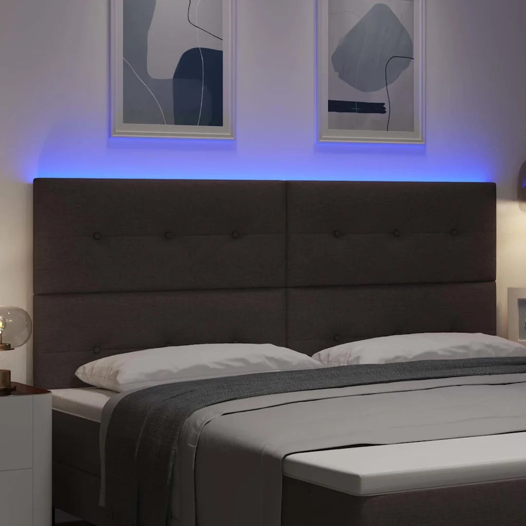 Testiera LED con testiera Marrone scuro 200 cm Tessuto 3338465