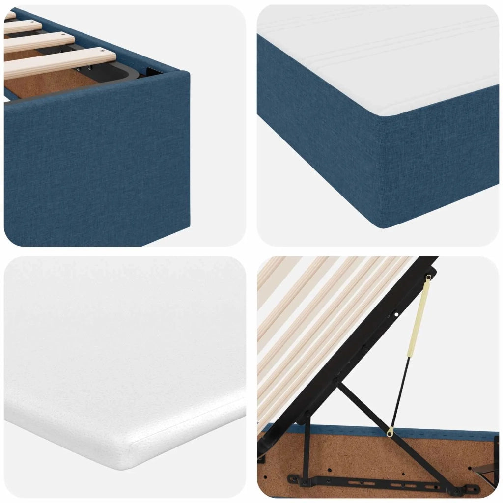 Letto con contenitore e materasso Blu 200 x 200 cm Poliestere