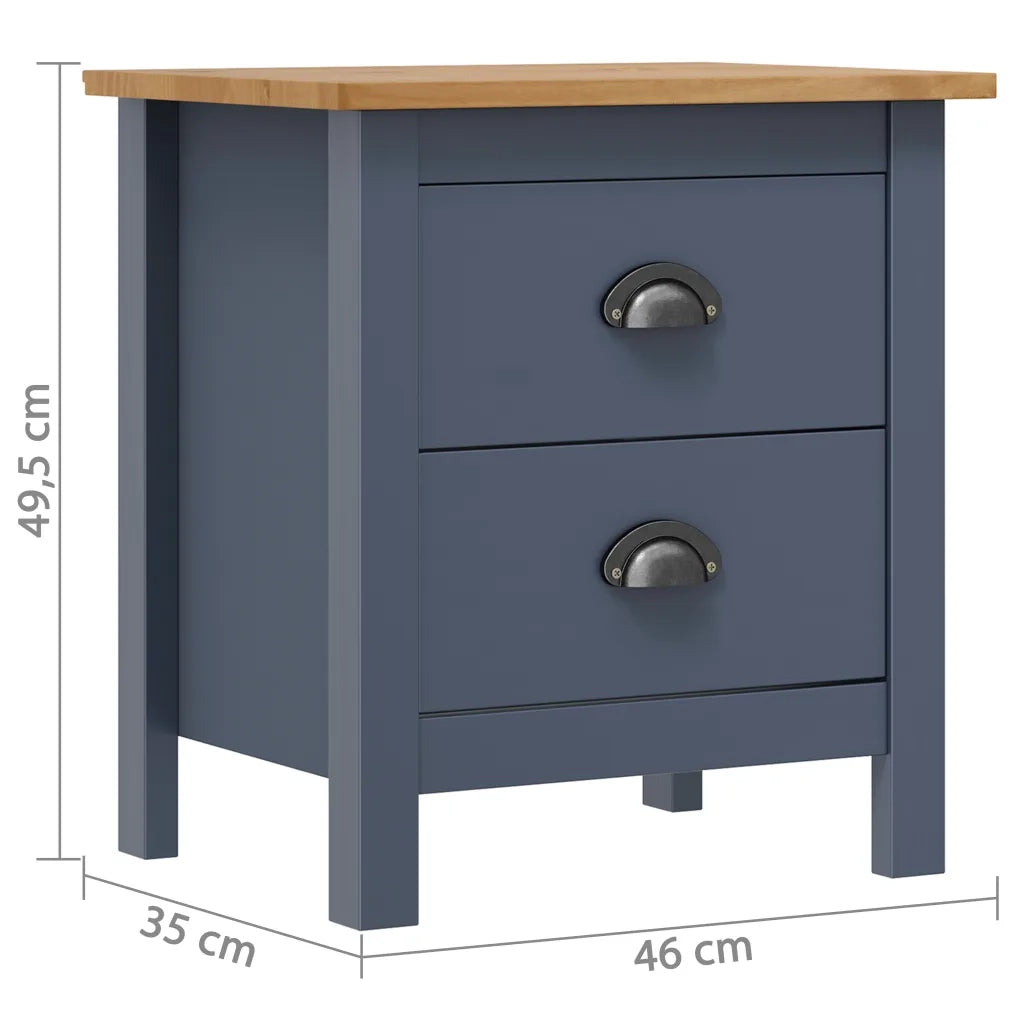 Comodino Hill Grigio 46x35x49,5 cm Legno Massello di Pino cod mxl 53258