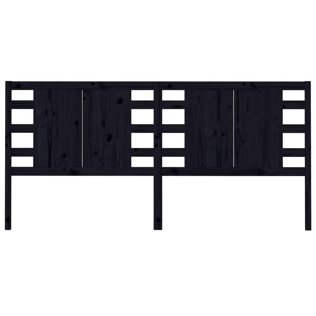 Testiera per Letto-Testata-Testiera Decorativa Nera 206x4x100 cm in Legno Massello di Pino 882941