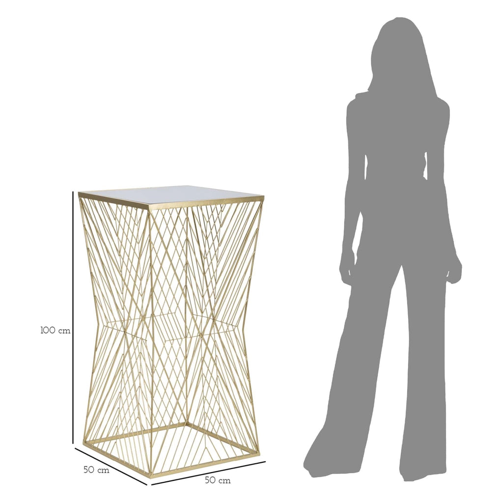 Samia, Tavolino da Salotto Dettagli con Forme Geometriche, 50x50x100h cm Trasparente