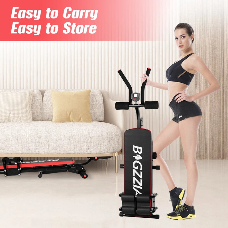 Panca Addominale Pieghevole, Panca Addominale Flessibile 5 in 1 , Attrezzatura per Fitness Verticale Multifunzionale Completamente Compatta