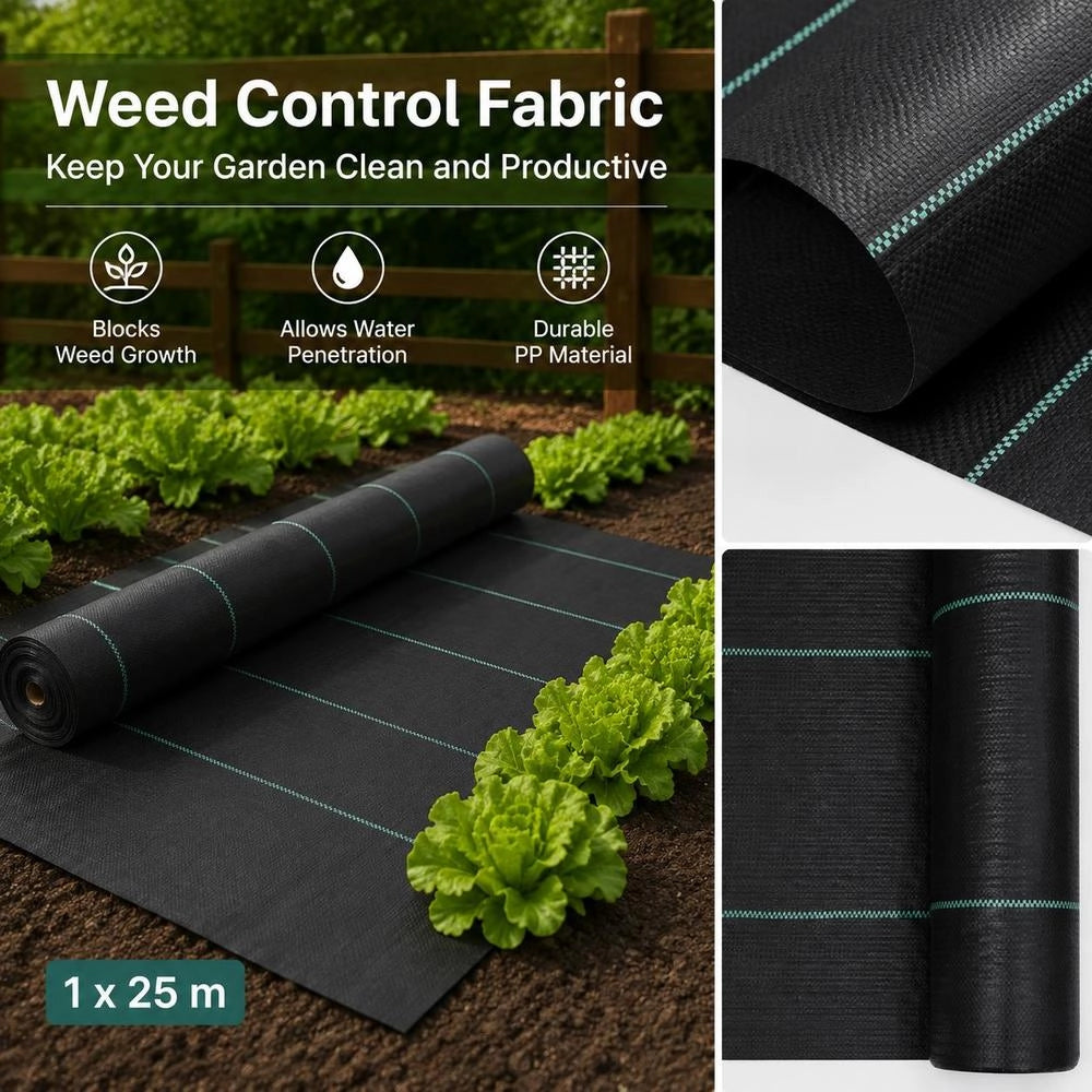 Weed Control Fabric, Black, 1 X 25 M PP