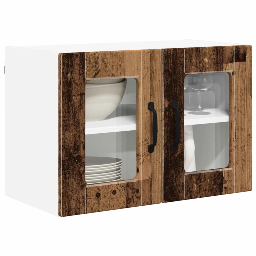 Pensile da cucina | Mobile in vetro da parete PORTO 2 pz Legno vecchio