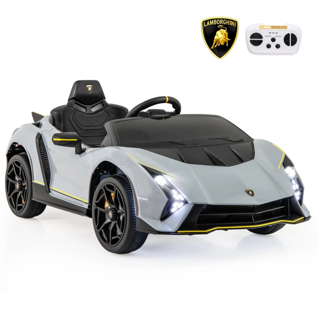 Macchina cavalcabile per bambini, 4WD batteria a 12V con telecomando luci LED sistema audio portoni idraulici Grigio-Macchinine giocattoli