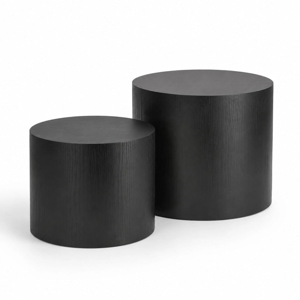 Set di 2 tavolini rotondi ? 38 x H 33 cm e ? 48.5 x H 38.5 cm in MDF nero