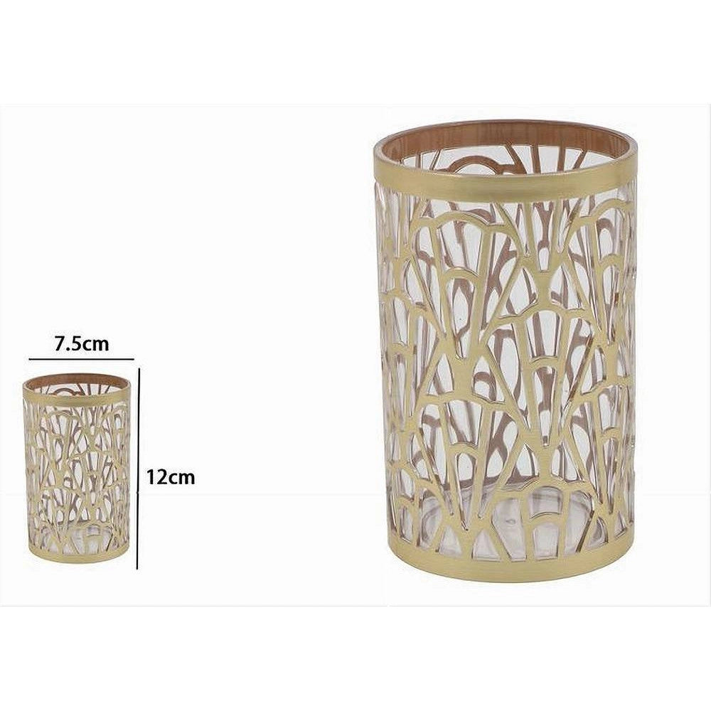 Trade Shop - Bicchiere Porta Spazzolini Accessorio Bagno Oro Stile Contemporaneo Arredo 59098 -