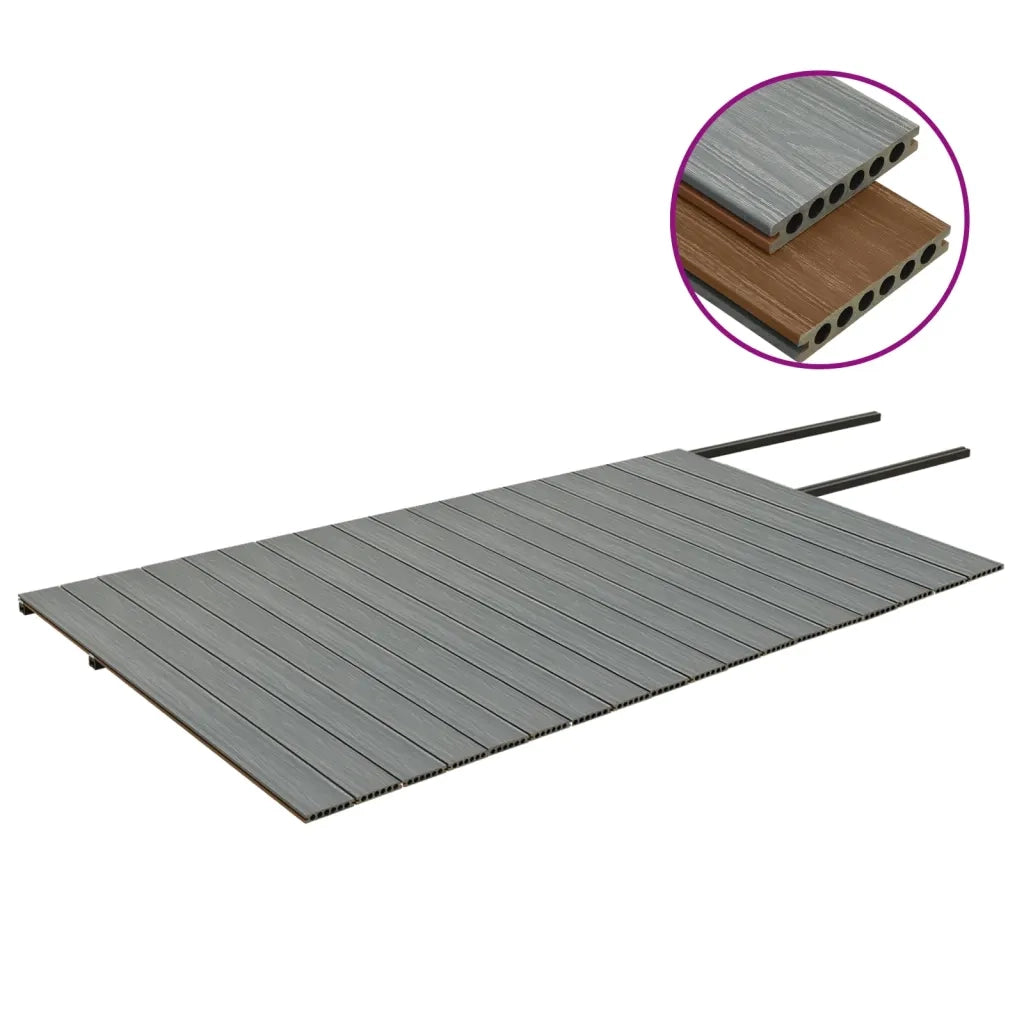 Listoni Decking WPC con Accessori Marroni e Grigi 36 m² 2,2 m 3070468