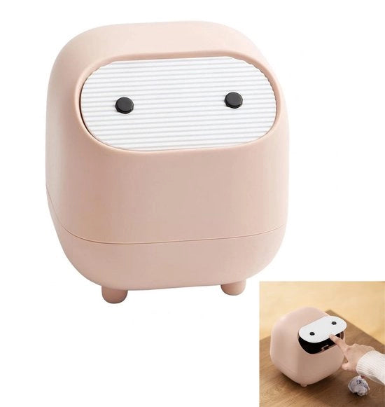 Mini-scusaio per rifiuti con coperchio - Carrello per rifiuti divertente per il tavolo di lavoro - Scusaio piccolo - Ha piedini sulla parte inferiore - Facile da utilizzare - Ideale per il mobile bagno, tavolo di lavoro, ufficio o tavolo salotto - Rosa