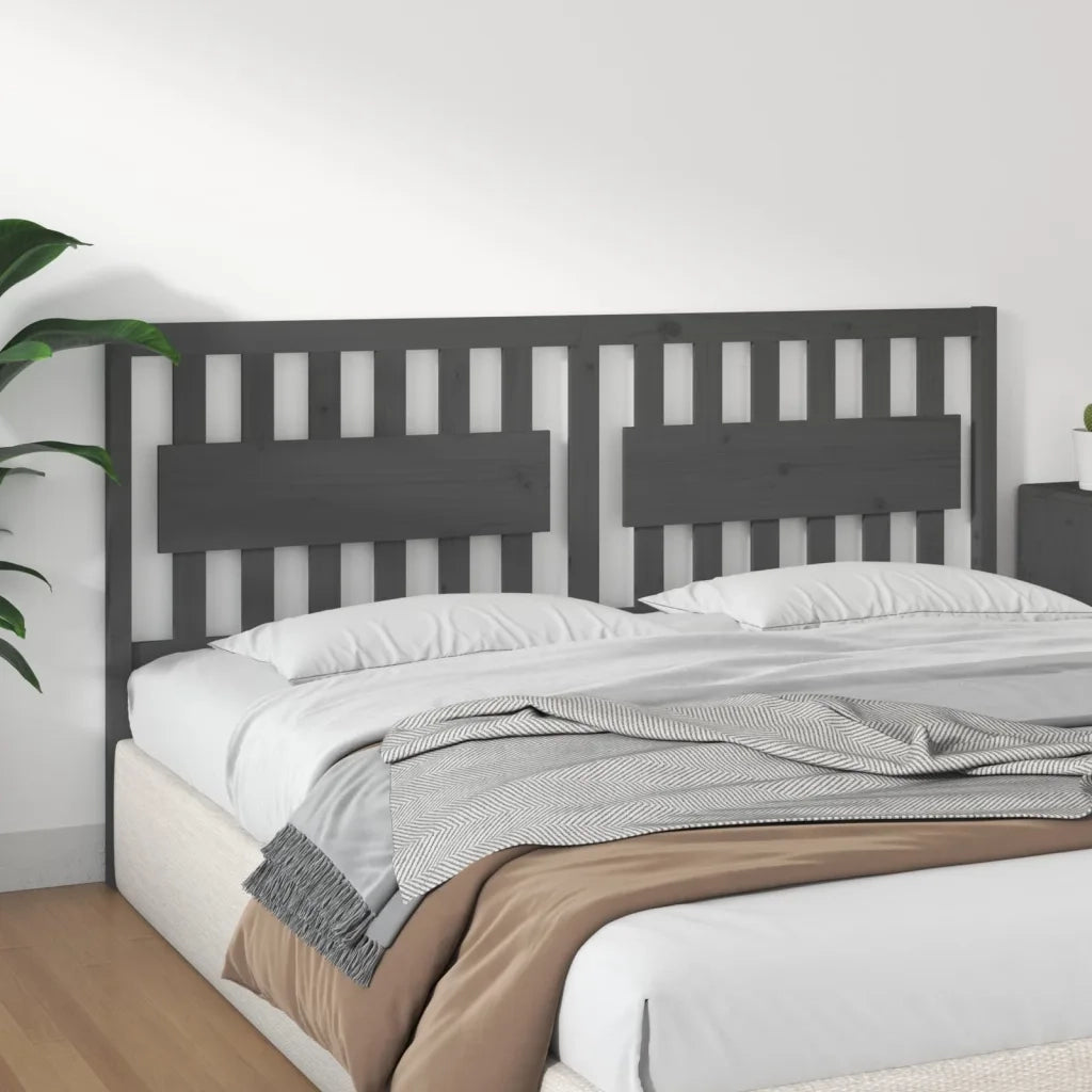 Testiera per Letto Grigia 185,5x4x100 cm Legno Massello di Pino 818587