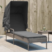 Lettino Prendisole con Baldacchino Grigio in Polyrattan 368190