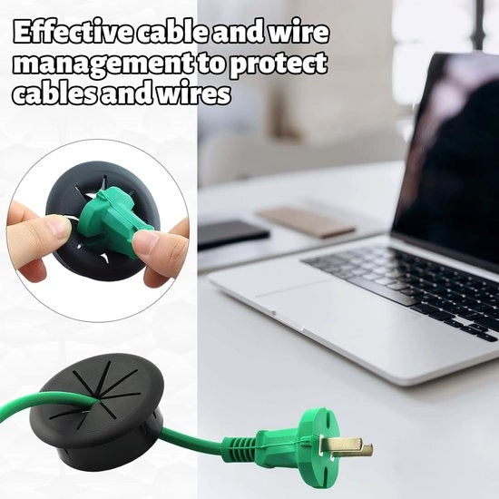4 x Cavi passaggio per scrivania - cavi passaggio per scrivanie - cavi passaggi - per scrivanie e tavoli di lavoro - ABS - silicone - nero (60mm)