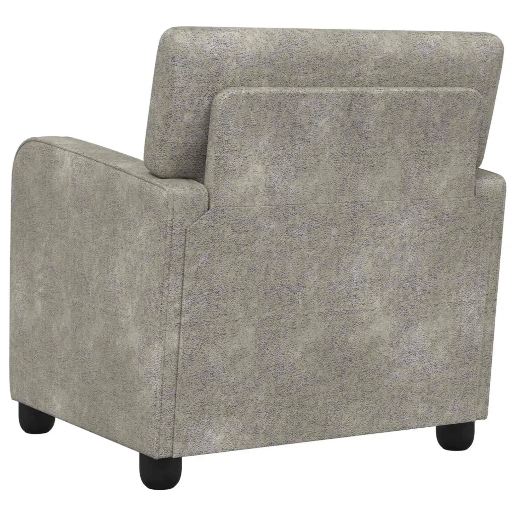 Poltrona Grigio Chiaro Pelle Scamosciata Sintetica 42043424