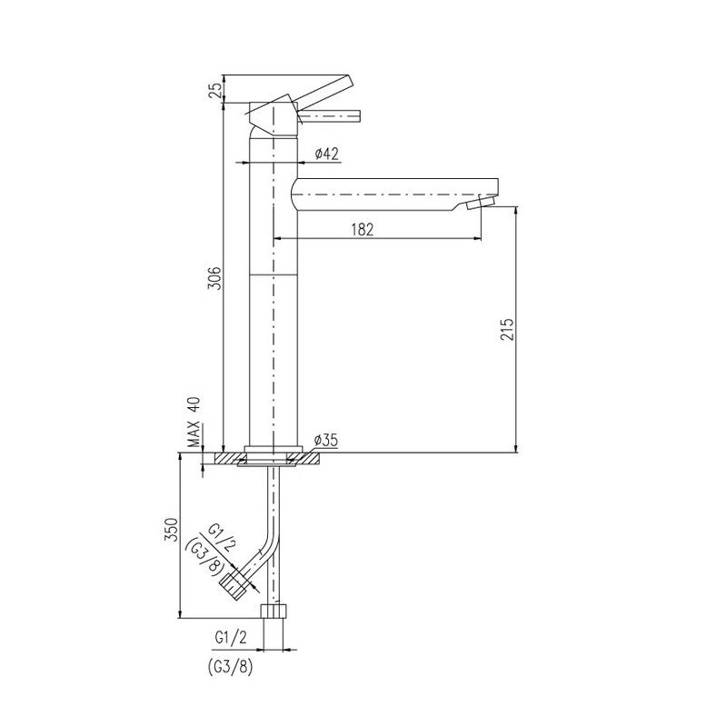 SEINA miscelatore lavabo alto in ottone cromato 30,6 cm