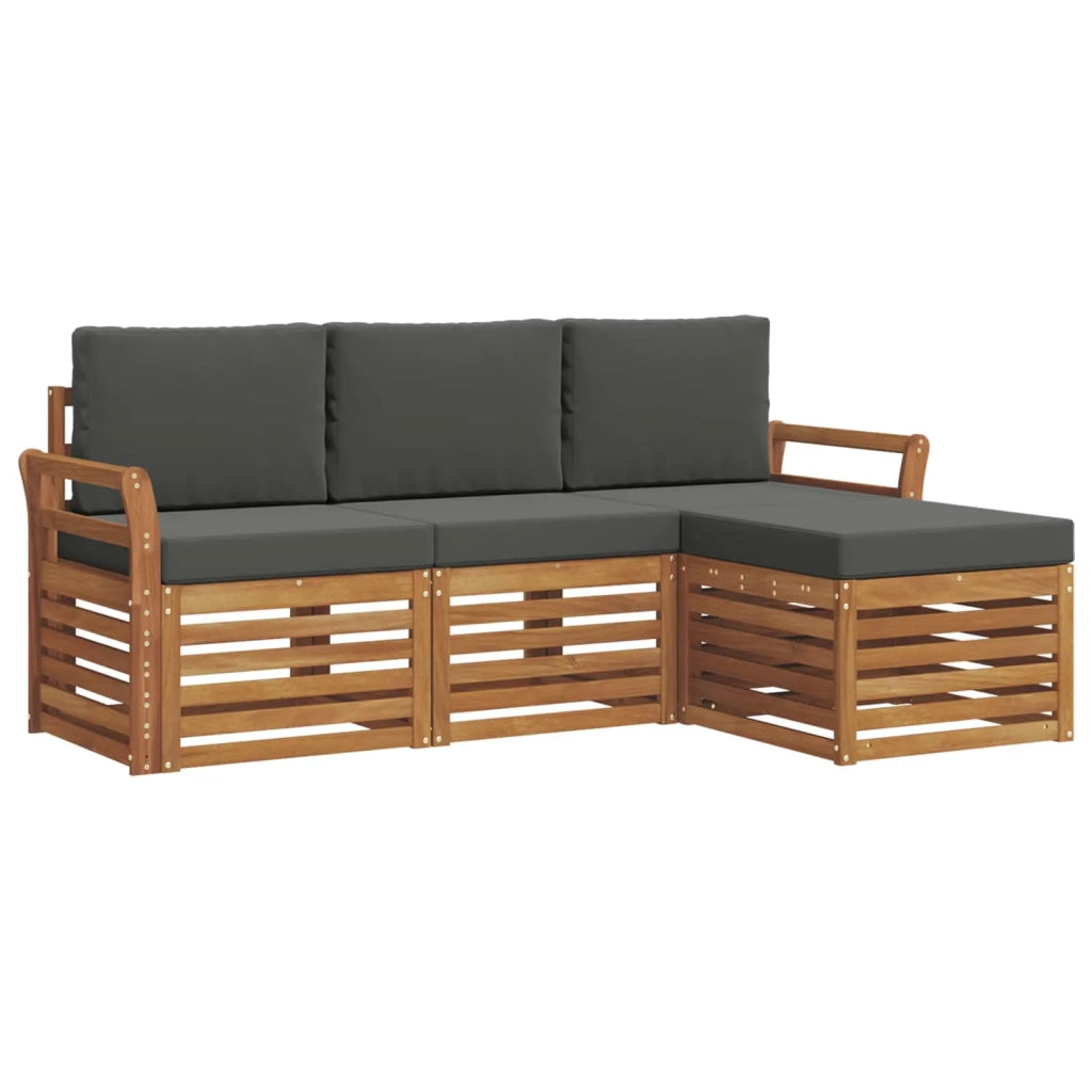 Set di divani da esterno con cuscino 4 pcs Naturale e Antracite 3374612