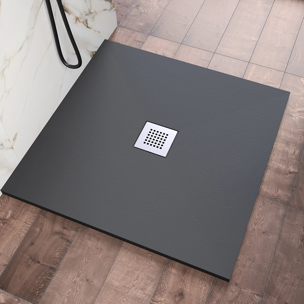 Piatto doccia 80x80cm in marmoresina nero effetto pietra | Kos