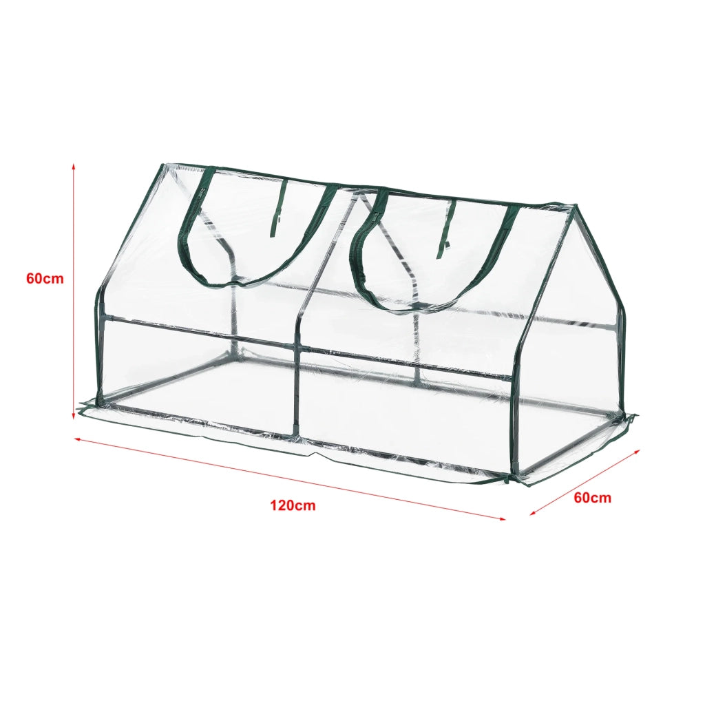 Cornice da giardino con 2 finestre in acciaio e PVC 120 x 60 x 60 cm 03_0008267