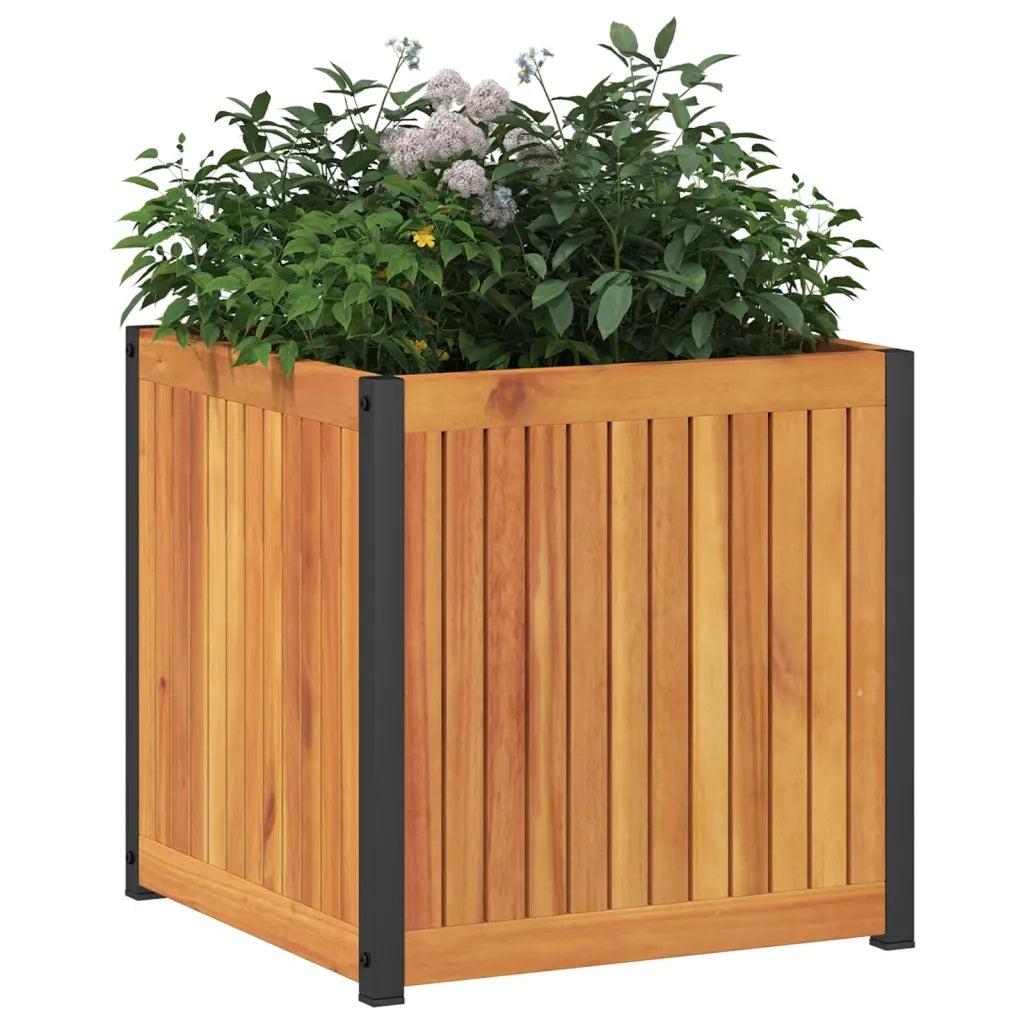 Fioriera | Cassetta per fiori | Vaso da Giardino 45x45x44 cm in Legno Massello di Acacia