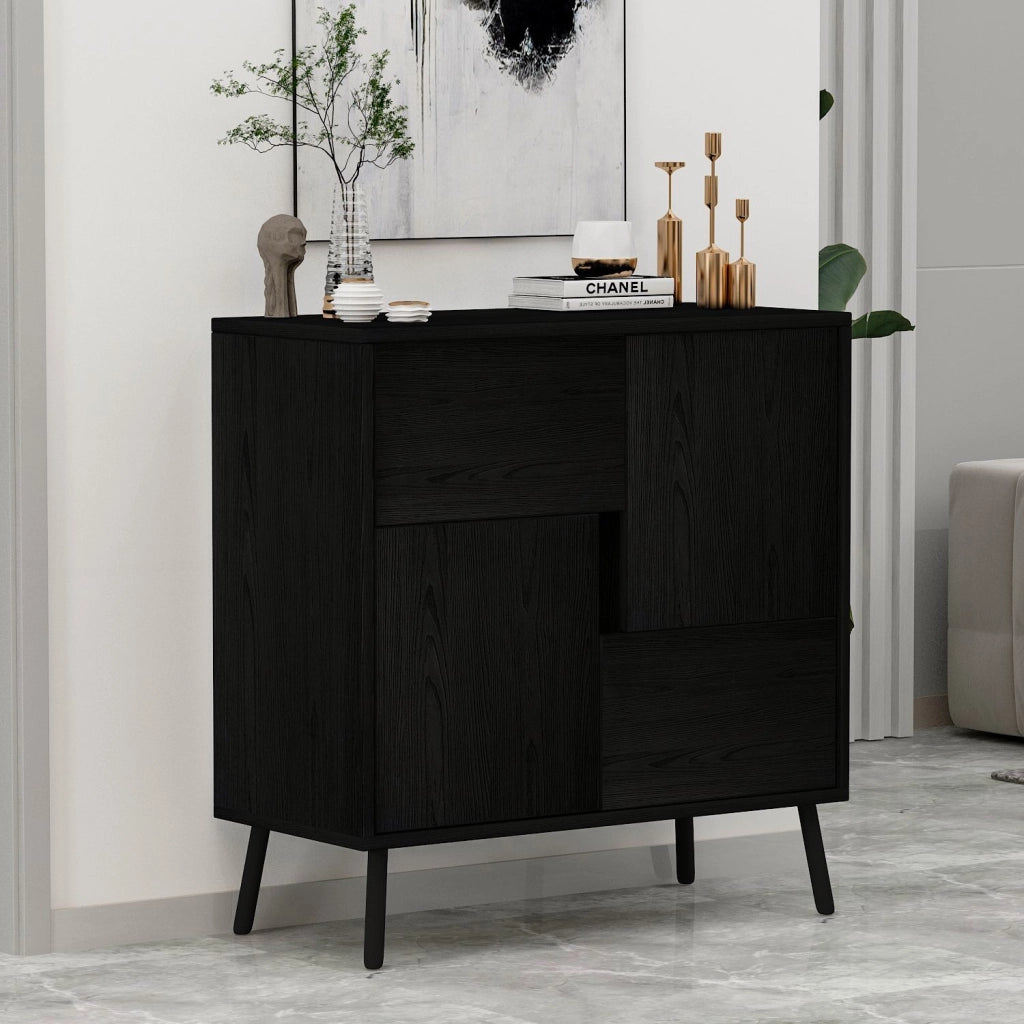 Armadio multiuso in legno "Darien" - 76,5 x 35 x 79,5 cm - Legno nero