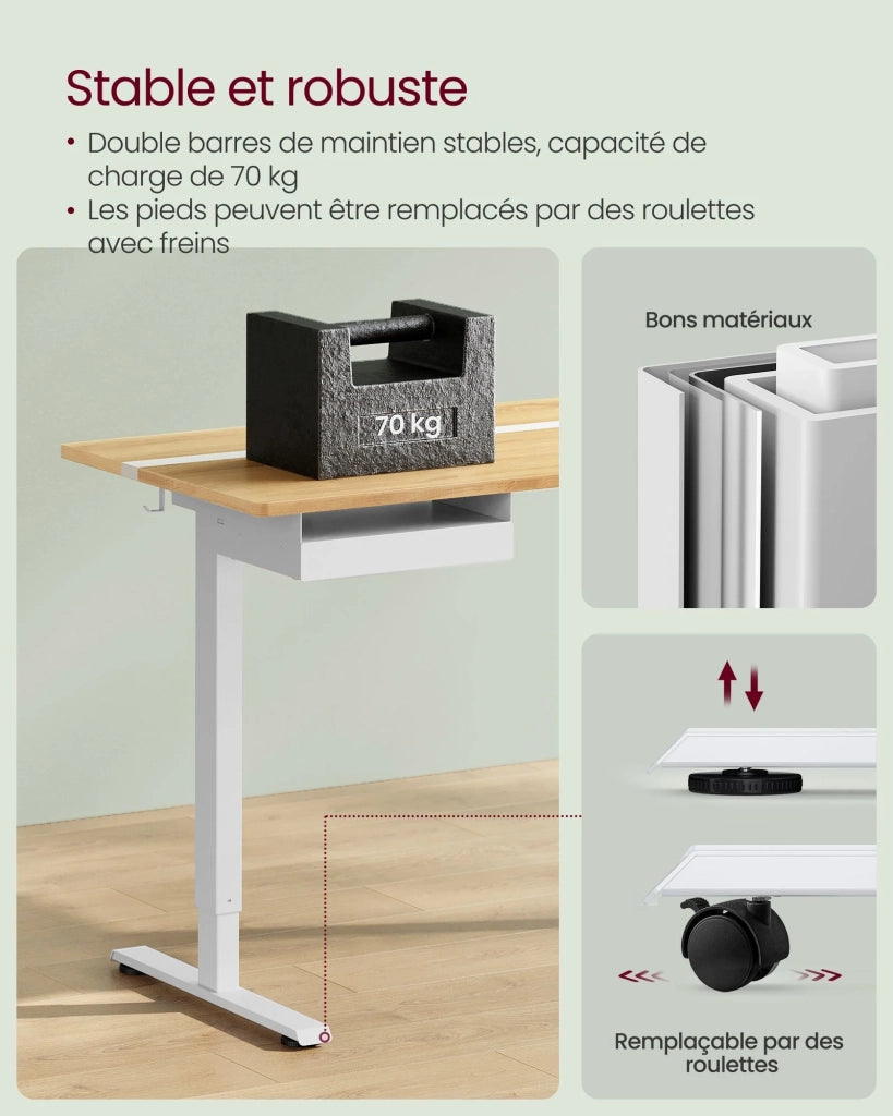 Scrivania regolabile elettricamente in altezza scrivania sit-stand superficie 60 x 120 cm regolabile in continuo 4 funzioni di memoria dell'altezza marrone rustico e nero 12_0004592