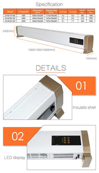 Stufa Elettrica a Battiscopa da Pavimento 140x12,5x24 cm 2200W Sined  Bianco