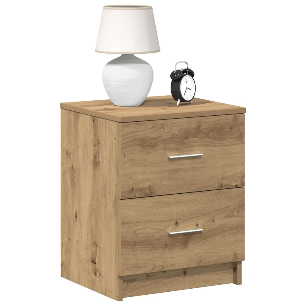 Comodini 2 pz con 2 cassetti rovere artigianale 40x36x50 cm 858802
