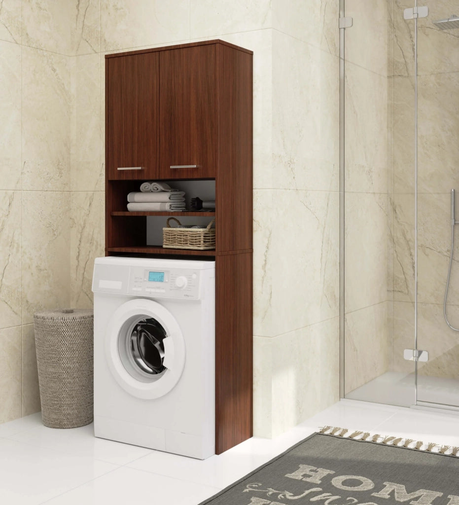 Colonna da bagno AKORD FIN per incasso di una lavatrice Wengé 64 cm 2 ante 64x30x180 cm