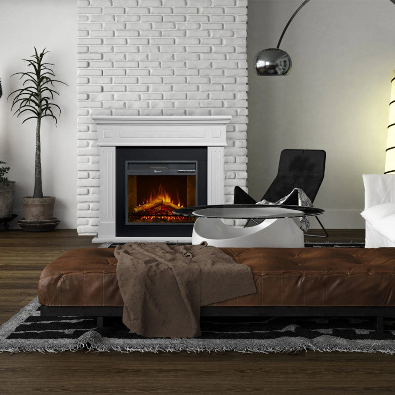 Camino Elettrico da Terra Cambridge in Legno Bianco – 110x25x95h