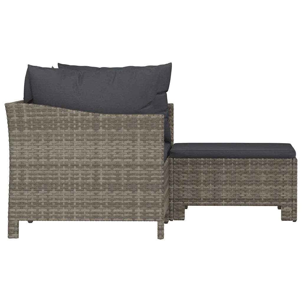 Set Divani da Giardino 3 pz | Set Salotto da Giardino con Cuscini in Polyrattan Grigio
