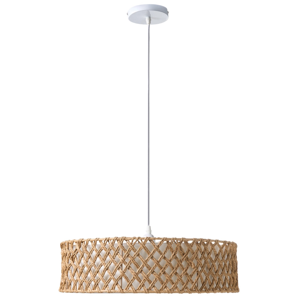 Lampada a sospensione Corda di carta naturale Plafoniera con paralume intrecciato Sala da pranzo Soggiorno Stile Boho