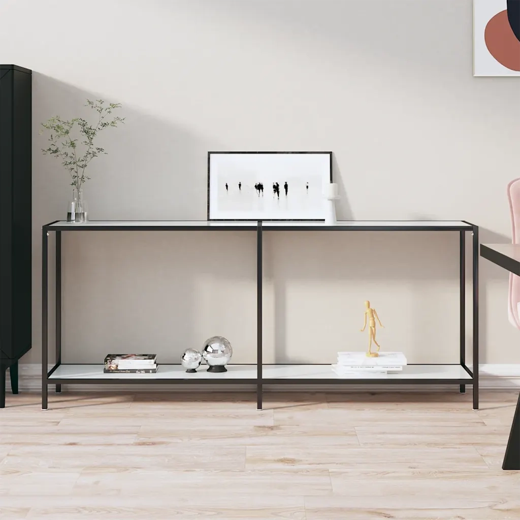 Tavolo Consolle | Tavolo d'Ingresso Bianco 180x35x75,5 cm in Vetro Temperato