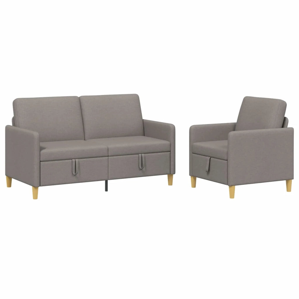 Set di Divani con Storage 2 pz Tortora Poliestere 3429182