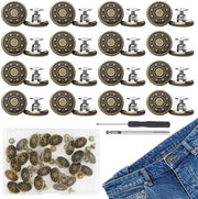 Punti di gomito per jeans 17mm - 25 pezzi - Punti di gomito regolabili - Punti di gomito per pantaloni rimovibili - Punti di fissaggio - Installazione facile - Punti di gomito per pantaloni